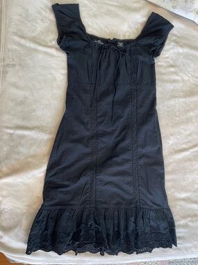 Angie Black Midi Dress with Lace Trim